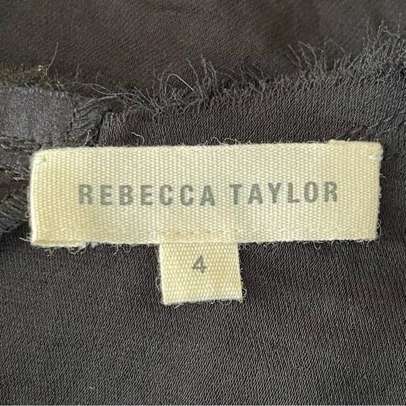 Rebecca Taylor Tank Top Black Studded Raw Edge Scoop Neck Back Tie Size 4 - Picture 7 of 9